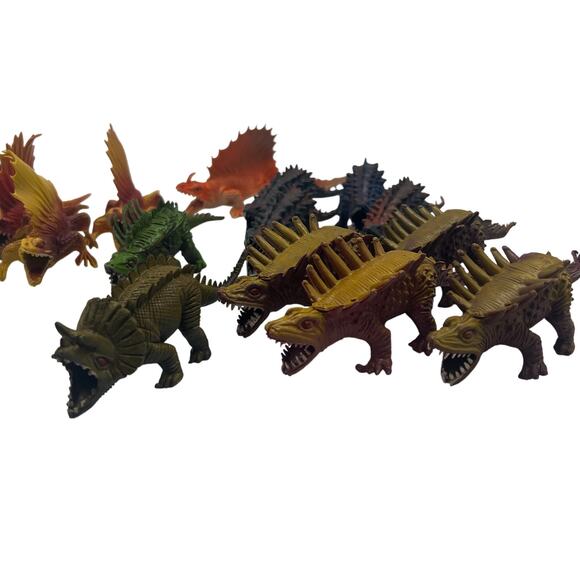 Vintage 1980's Dinosaur Lot Made Tiawan Duplicates 17 Plastic Figures Dino Play - Picture 10 of 10